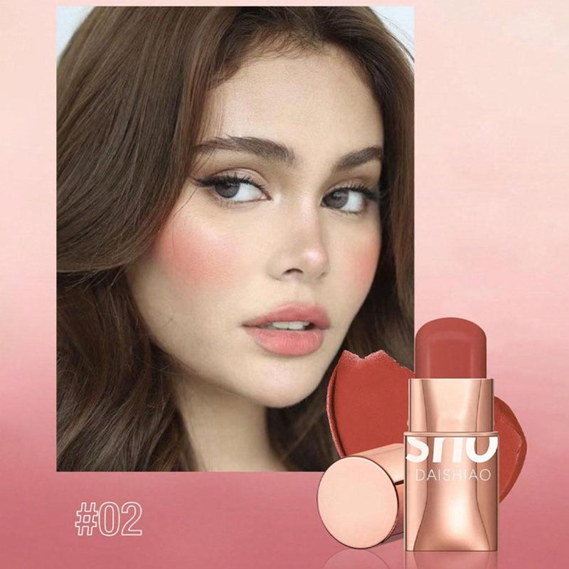 DAISHIAO Pearl Eyeshadow Blush Stick Matte Blush Lip & Cheek Dual-Use Blush Cream Lipstick